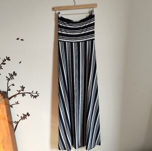 Strapless striped wrap maxi dress